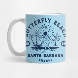 Vintage Butterfly Beach Surfing // Retro California Beach Santa Barbara 1988 Mug
